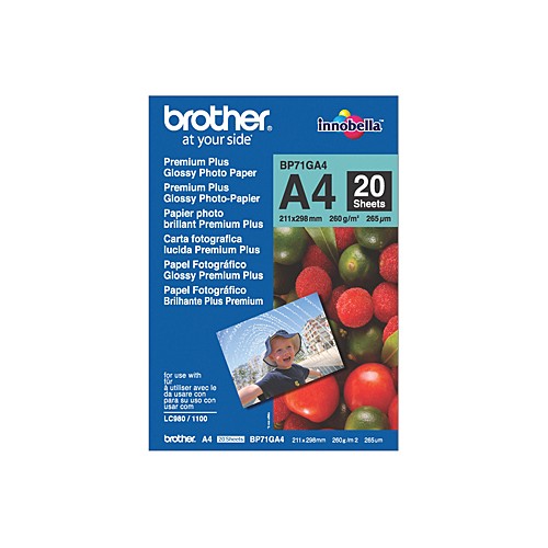 Brother BP71GA4 Glossy Photo Paper 20 Sheets 260gsm A4 Brother BP71GA4 Glossy Photo Paper 20 Sheets 260gsm A4