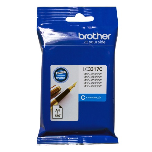 Brother LC3317C Ink Cartridge - Cyan 550 Pages - Genuine Brother LC3317C Ink Cartridge - Cyan 550 Pages - Genuine