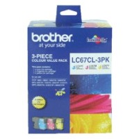 Brother LC67C+M+Y Ink Cartridges 3 Pack -325 Pages/Colour - Genuine Brother LC67C+M+Y Ink Cartridges 3 Pack -325 Pages/Colour - Genuine