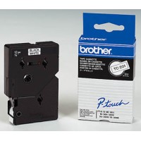 Brother TC201 Black/White 12mm P-Touch Label - Genuine Brother TC201 Black/White 12mm P-Touch Label - Genuine