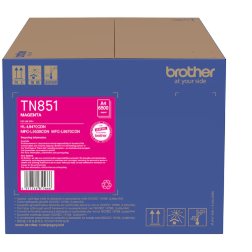 Brother TN851M Magenta Toner 6,500 Pages - Genuine Brother TN851M Magenta Toner 6,500 Pages - Genuine