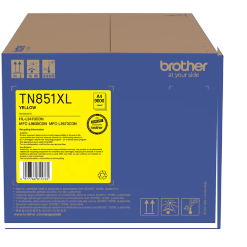 Brother TN851XLY Yellow Toner 9,000 Pages - Genuine Brother TN851XLY Yellow Toner 9,000 Pages - Genuine
