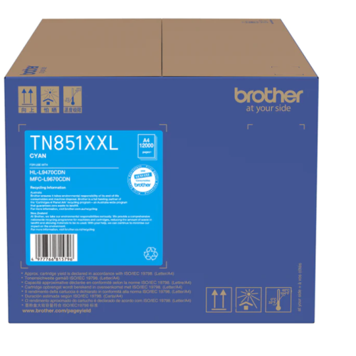 Brother TN851XXLC Cyan Toner 12,000 Pages - Genuine Brother TN851XXLC Cyan Toner 12,000 Pages - Genuine