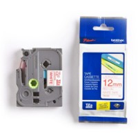 Brother TZE232 12mm Red on White Label Tape - Genuine