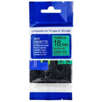 Brother TZEFX741 Black on Green Flexible Tape 18mm x 8m - Genuine