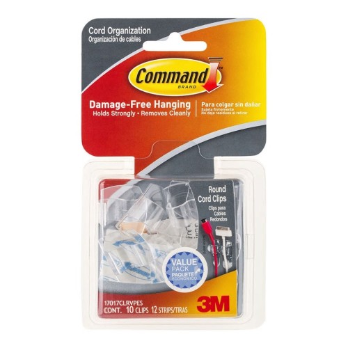 Command 17017CLRVPES Round Cord 10 Clear Clips, 12 Small Clear Clips Command 17017CLRVPES Round Cord 10 Clear Clips, 12 Small Clear Clips