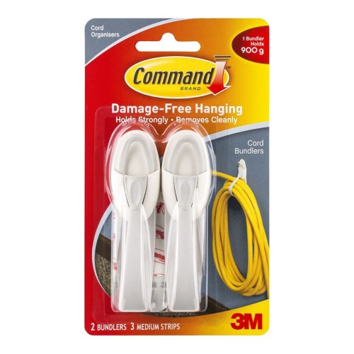 Command 17304 - 2 Cord Bundlers, 3 Medium Strips - White Command 17304 - 2 Cord Bundlers, 3 Medium Strips - White
