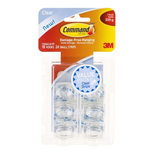 Command Hook 17006CLR-VP Mini Clear Value 18 Pack Command Hook 17006CLR-VP Mini Clear Value 18 Pack