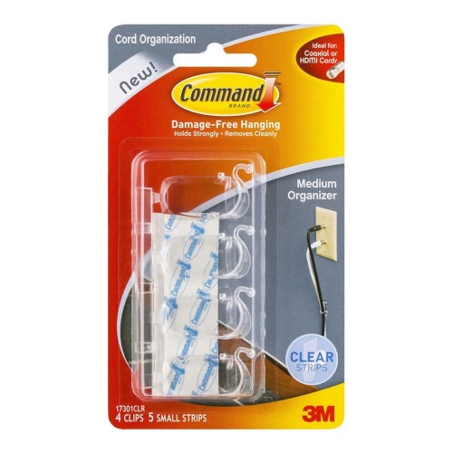 Command Clips Cord Organiser 17301CLR Medium Clear 4 Pack Command Clips Cord Organiser 17301CLR Medium Clear 4 Pack