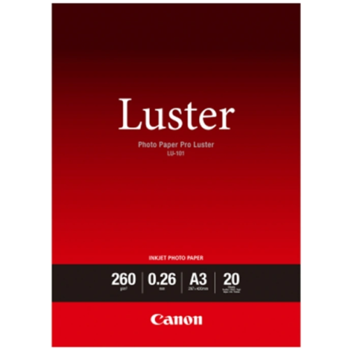 Canon LU101A3-20 Luster Photo Paper Pro 20 Sheets 260gsm A3 Canon LU101A3-20 Luster Photo Paper Pro 20 Sheets 260gsm A3