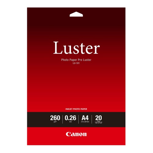Canon LU101A4-20 Photo Paper Pro Luster 20 Sheets 260 gsm A4 - Genuine Canon LU101A4-20 Photo Paper Pro Luster 20 Sheets 260 gsm A4 - Genuine
