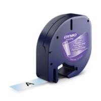 Dymo Letratag 16952 Plastic Black on Clear 12mm x 4m - Genuine