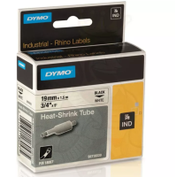Dymo Rhino Heat Shrink Tubing Black on White 19mm - Genuine