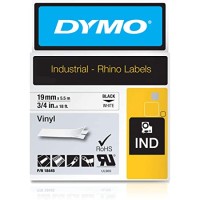 Dymo Rhino 18445 Black on White 19mm Vinyl Tape - Genuine
