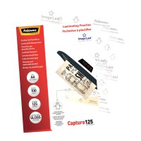 100 Fellowes Laminating Pouches A4 Gloss 125 micron - 100 pack