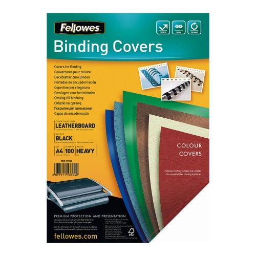 Fellowes Binding Covers A4 250 gsm Black - 100 pack Fellowes Binding Covers A4 250 gsm Black - 100 pack
