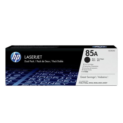 HP 85A - CE285AD Black Toner 2-Pack 1,600 Pages (x2) - Genuine HP 85A - CE285AD Black Toner 2-Pack 1,600 Pages (x2) - Genuine