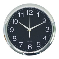 Italplast Wall Clock 300mm Chrome Black