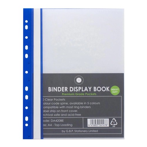 OSC Binder Display Book A4 20 Pocket Blue OSC Binder Display Book A4 20 Pocket Blue