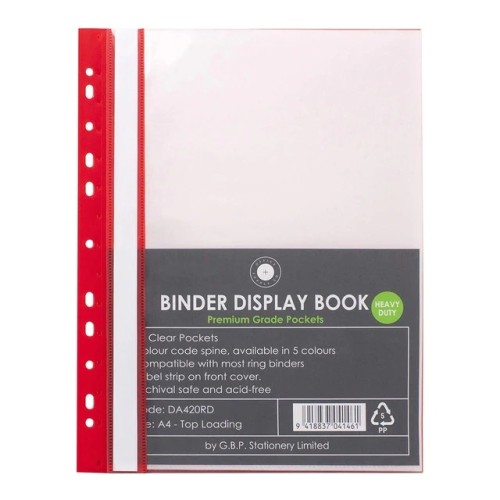 OSC Binder Display Book A4 20 Pocket Red OSC Binder Display Book A4 20 Pocket Red