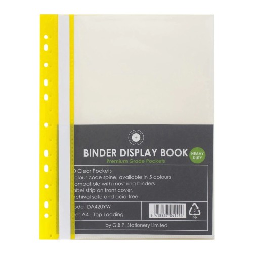 OSC Binder Display Book A4 20 Pocket Yellow OSC Binder Display Book A4 20 Pocket Yellow