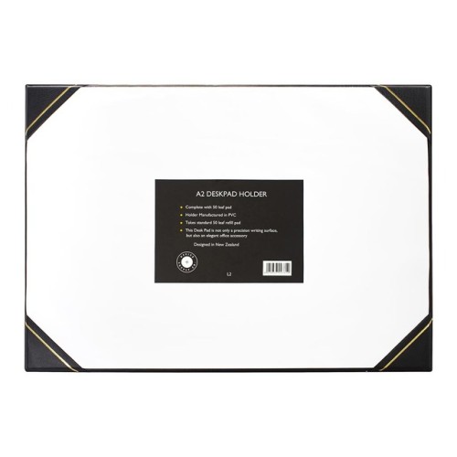 OSC A2 Desk Pad and Holder With PVC Corners, Gold Trim OSC A2 Desk Pad and Holder With PVC Corners, Gold Trim