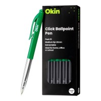 Click Ballpoint Pen 10-pack 1.0mm Medium Tip Green