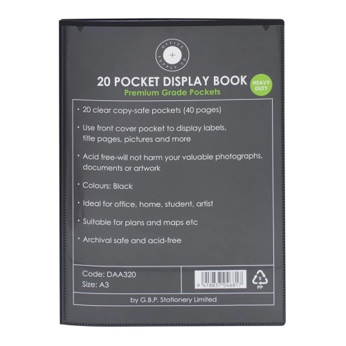 OSC Insert Display Book A3 20 Pocket Black OSC Insert Display Book A3 20 Pocket Black
