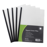 5-Pack Report Cover Clear A4 Black Spine Holds 50 Sheets