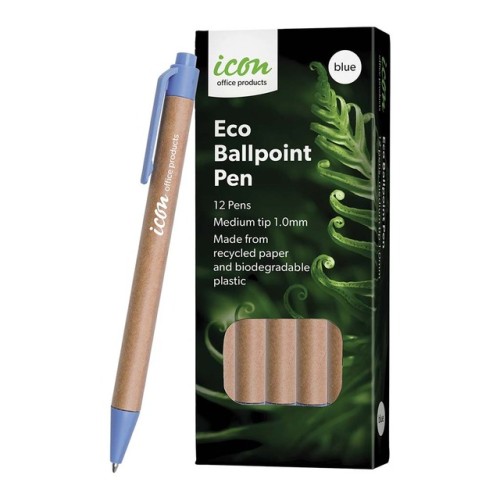 Eco Ballpoint Retractable Pen Blue, Pack of 12 Eco Ballpoint Retractable Pen Blue, Pack of 12
