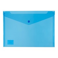 PP Document Wallet A4 Button Closure Blue