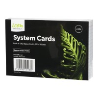 100 System Cards Ruled White 102mm x 152mm - CLEARANCE