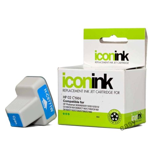 HP 02 C8771WA Cyan Ink Cartridge - Compatible HP 02 C8771WA Cyan Ink Cartridge - Compatible