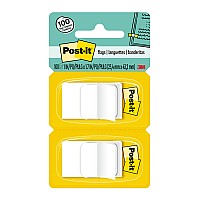 Post-it Flags 680-WE2 Twin Pack White 25mm x 43mm 100 Pack