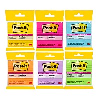 Post-it Super Sticky Lined Notes 4490-SSMX 101x101mm Assorted 90sh