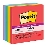 5-Pack Post-it Super Sticky Notes 654-5SSAN 76x76mm Primaries (Marrakesh)