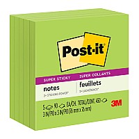 5-Pack Post-it Super Sticky Notes 654-5SSLE Limeade 76x76mm 