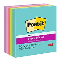5-Pack Post-it Super Sticky Notes 654-5SSMIA 76x76mm Supernova (Miami)