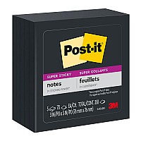 5-Pack Post-it Super Sticky Notes 654-5SSSC Black 76x76mm 450 Sheets