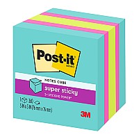 Post-it Super Sticky Memo Cube 2027-SSAFG 76mm x 76mm 360 sheet cube