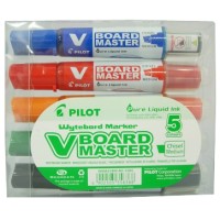 Pilot BeGreen V Board Whiteboard Marker Chisel, Pack of 5 (WBMAVBM-MC-S5PBG)