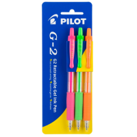 Pilot G2 Gel Fine Neon PGO, Pack of 3 HS