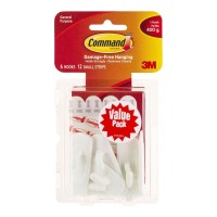 Command Hook 17002-6 Small White 6 Pack