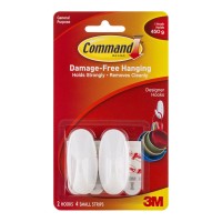 Command Hook 17082 Small White Designer 2 Pack