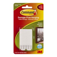 Command Strips Picture Hanging 17201 Medium White 4 pack