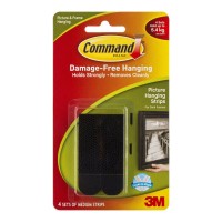 Command Strips Picture Hanging 17201BLK Medium Black 4 Pairs