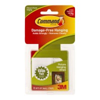 Command Strips Picture Hanging 17205-VP Small White 8 Pairs