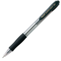 12-Pack Pilot Super Grip Black Retractable Clicker Pen Med