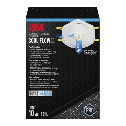 3M Paint and Sanding Valved Respirator 8511P10-DC-PS, Pack of 10 3M Paint and Sanding Valved Respirator 8511P10-DC-PS, Pack of 10