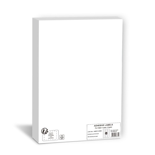 100 A4 Adhesive Label Sheets 64mm x 33.86mm - 24 Per Page